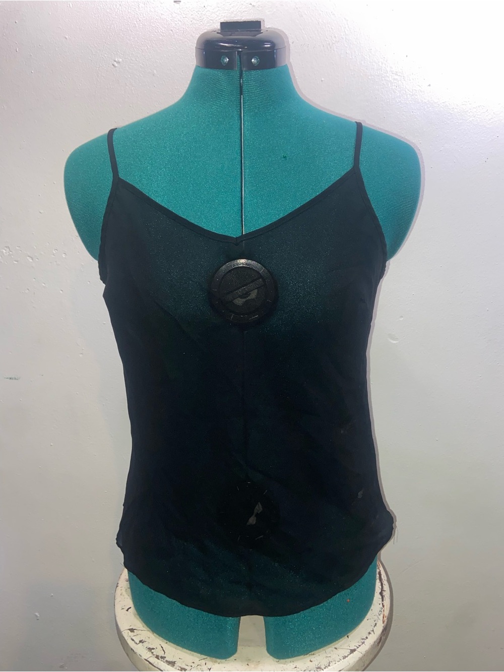 Y2K Goth Whimsigoth Grunge 90s Festival Black Semi Sheer Spaghetti Strap Cami